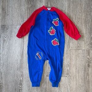 Carter's vintage 90s  Red and Blue Onesie apples I color my apples red